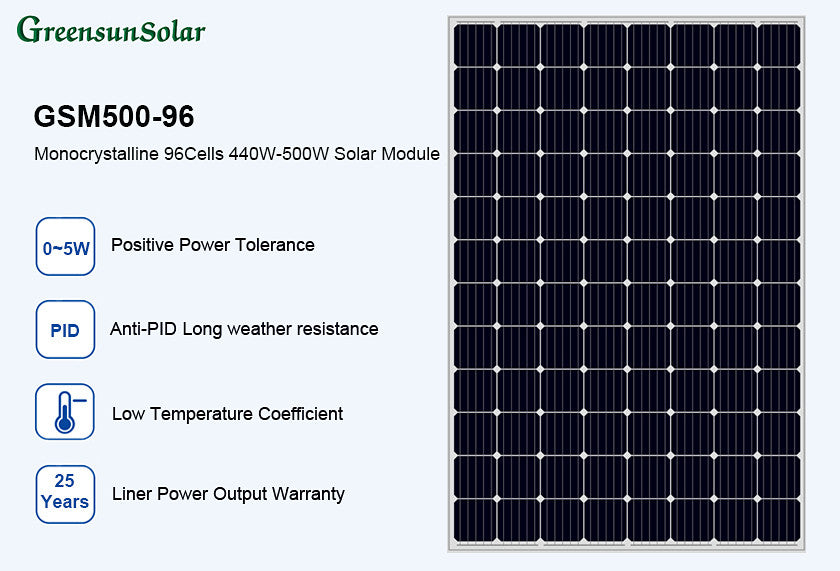 GreensunSolar GSM500-96 Monocrystalline Solar Panel 440-500W