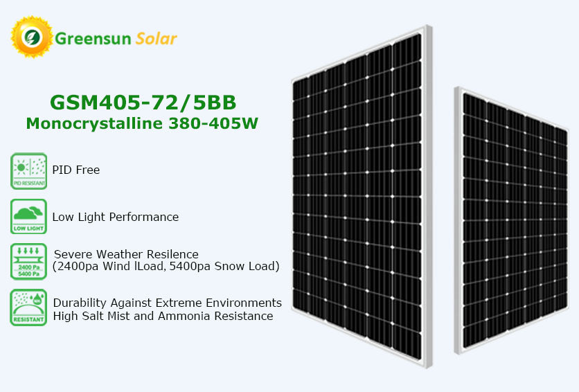GreensunSolar GSM405-72/5BB Monocrystalline Solar Panel 380-405W