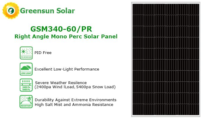 GreensunSolar GSM340-60/PR Right Angle Mono PERC Solar Panel