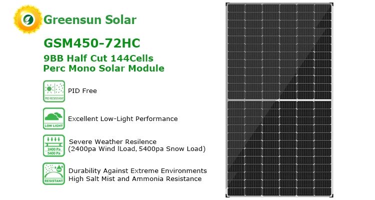 GreensunSolar GSM450-72HC 9BB Half Cut 144 Cells PERC Mono Solar Module