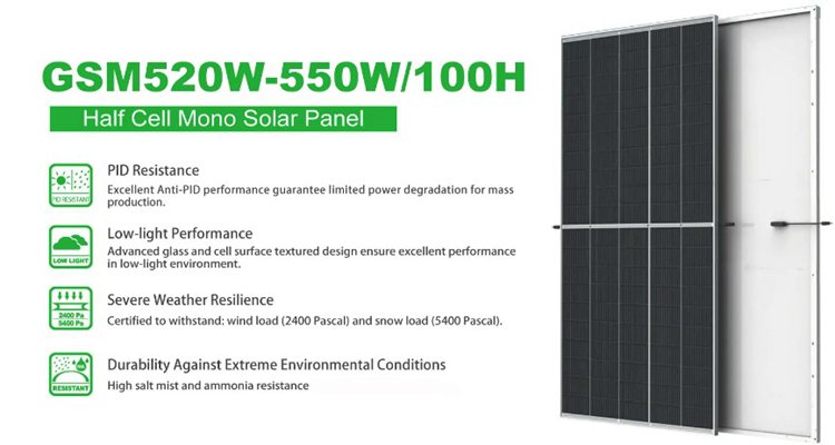 GreensunSolar GSM520W-550W/100H Half Cell Mono Solar Panel 520-550W