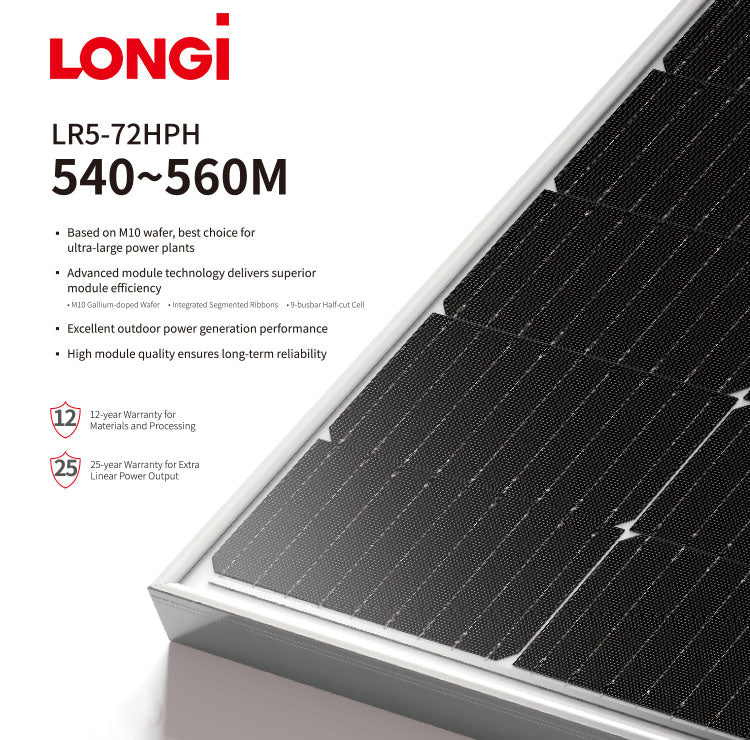 LONGi LR5-72HPH 540-560M Solar Panel 540-560W