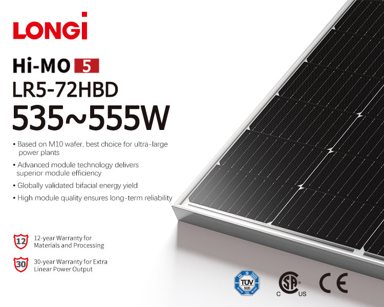 LONGi Hi-MO 5 LR5-72HBD Solar Panel 535-555W