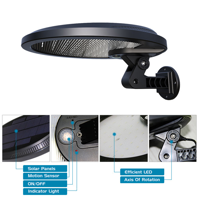 56Leds Rotatable Solar Led Motion Wall Light with external solar panel