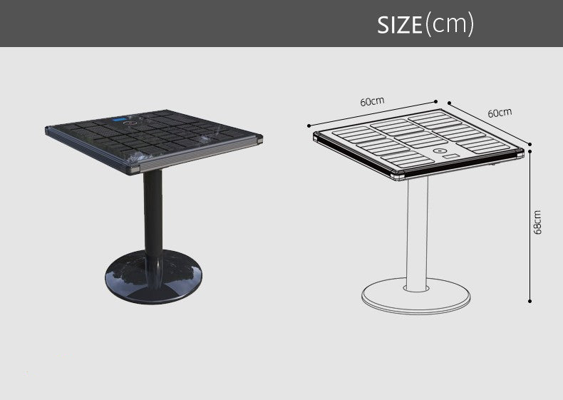 EVIEKO solar coffee table – size 60 × 60 × 68 cm