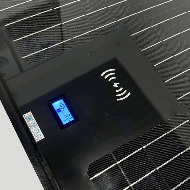 EVIEKO solar coffee table – wireless charging pad and LCD battery display