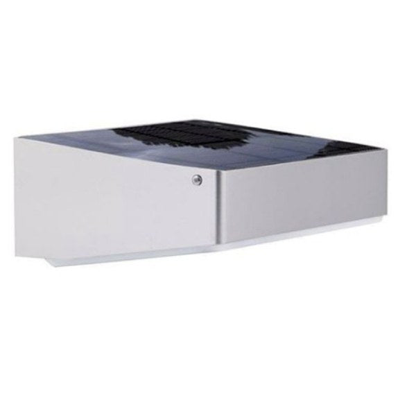 Solar motion sensor wall light with 53 LEDs mounted beside a door