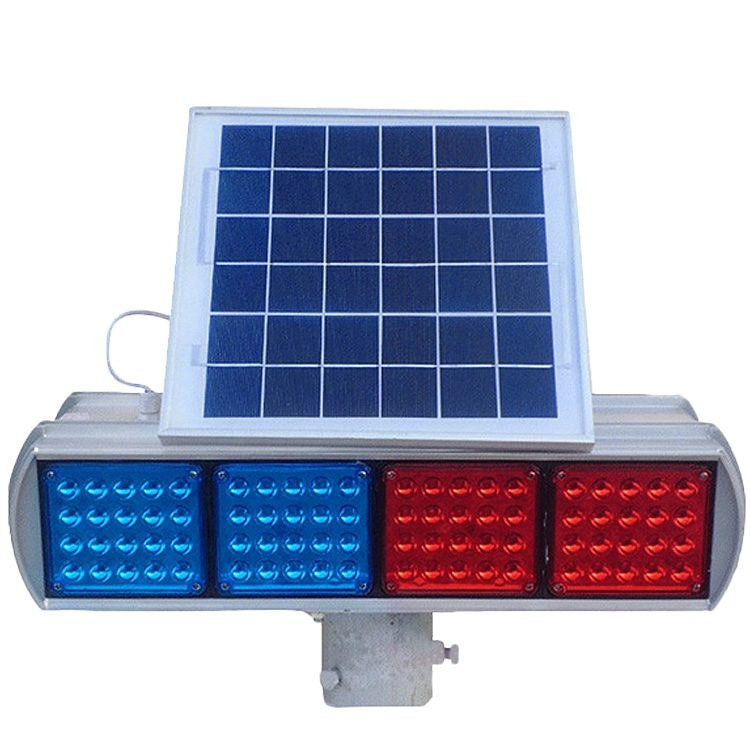 Double-sided red and blue solar traffic flashing light, four sets