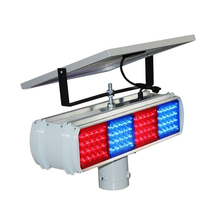 Double-sided red and blue solar traffic flashing light, four sets