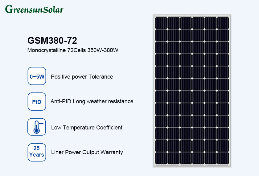 GreensunSolar GSM380-72 Monocrystalline Solar Panel 350-380W