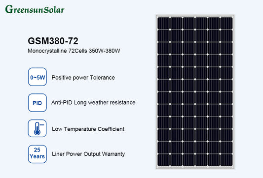 GreensunSolar GSM380-72 Monocrystalline Solar Panel 350-380W