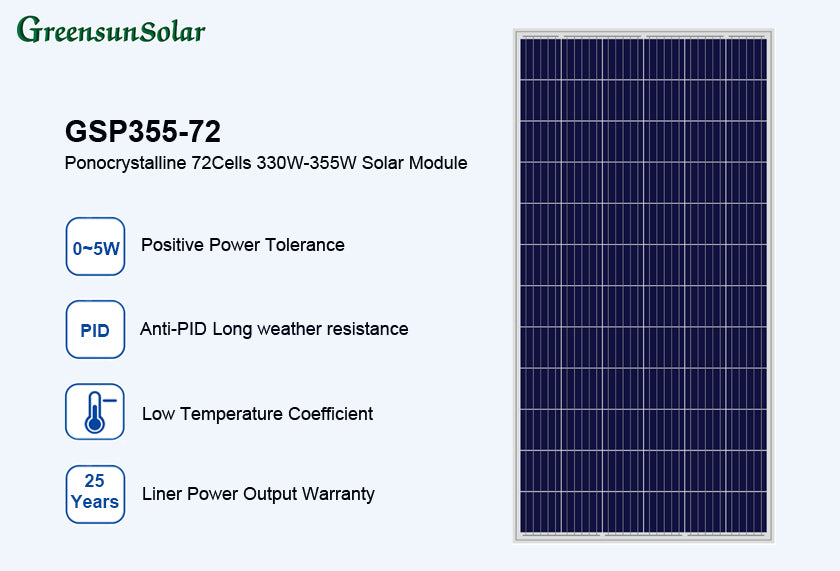 GreensunSolar GSP355-72 Polycrystalline Solar Panel 330-355W
