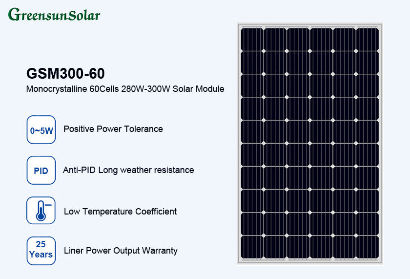 GreensunSolar GSM300-60 Monocrystalline Solar Panel 280-300W