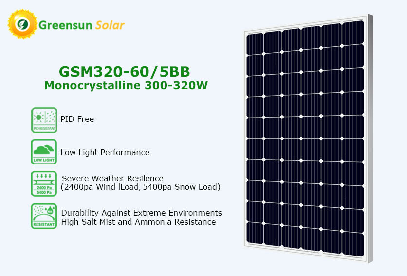GreensunSolar GSM320-60/5BB Monocrystalline Solar Panel 300-320W