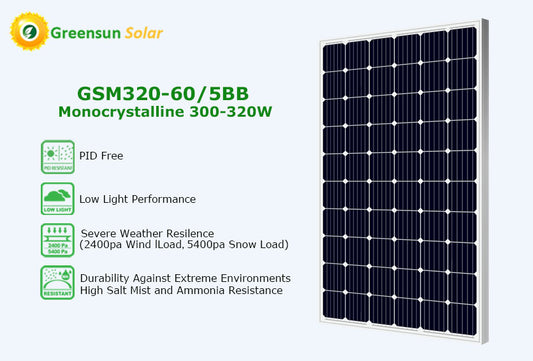 GreensunSolar GSM320-60/5BB Monocrystalline Solar Panel 300-320W