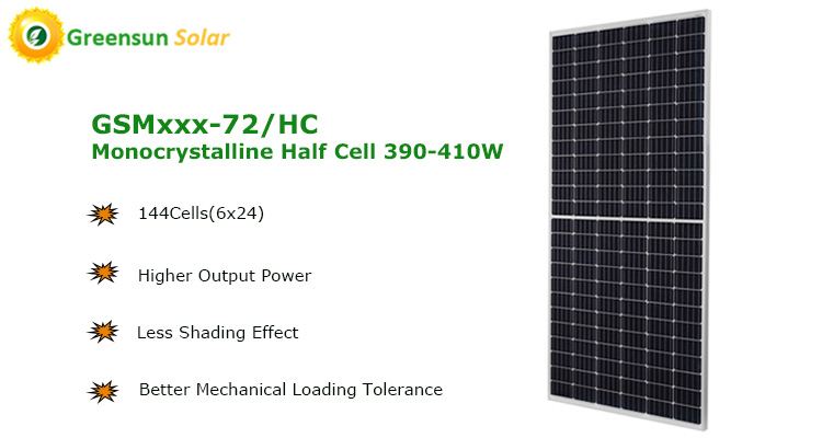 GreensunSolar GSMxxx-72/HC Monocrystalline Half Cell Solar Panel 390-410W