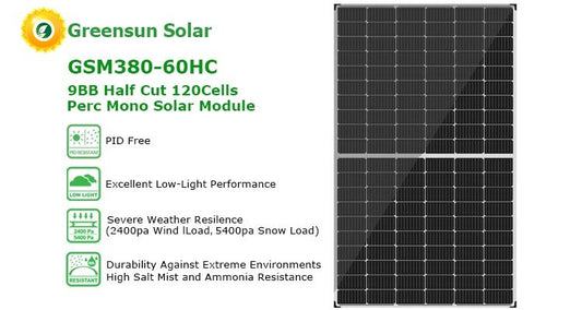 GreensunSolar GSM380-60HC 9BB Half Cut 120 Cells PERC Mono Solar Module