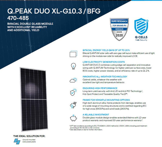 Q.PEAK DUO XL-G10.3/BFG 470-485 Bifacial Double Glass Module