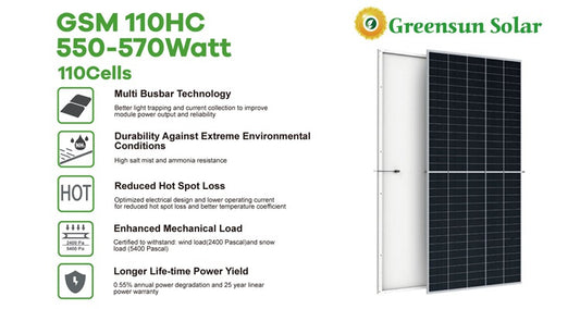 GreensunSolar GSM 110HC 550-570 Watt 110 Cells Solar Panel