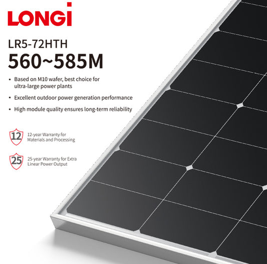 LONGi LR5-72HTH 560-585M Monocrystalline Solar Panel 560-585W