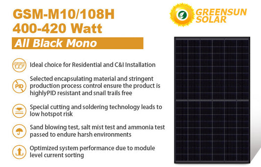GreensunSolar GSM-M10/108H 400-420 Watt All Black Mono Solar Panel