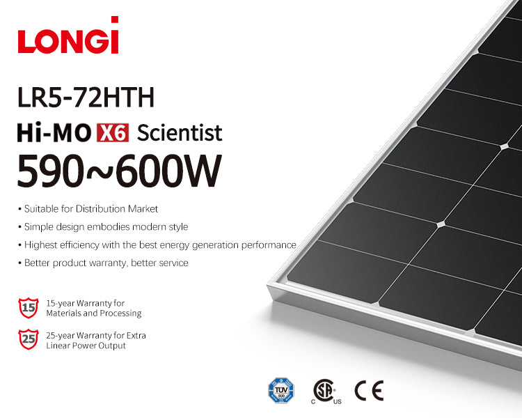 LONGi LR5-72HTH Hi-MO X6 Scientist 590-600W Solar Panel