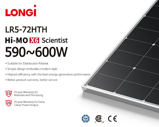 LONGi LR5-72HTH Hi-MO X6 Scientist 590-600W Solar Panel