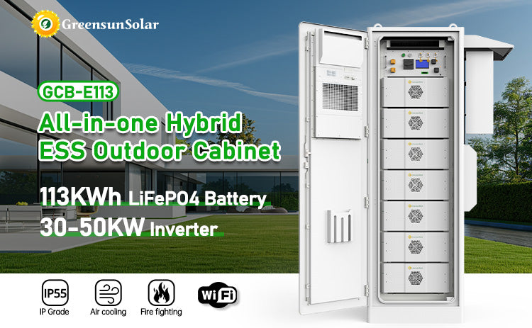 GreensunSolar All-in-One Hybrid ESS Outdoor Cabinet GCB-E113 113KWh LiFePO4