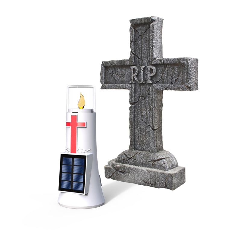 Solar Powered Candle Light Solar Powered Memorial Light Waterproof IP65 Jesus Lamp Heaven Flame Yellow Light Solar Powered Lights Outdoor