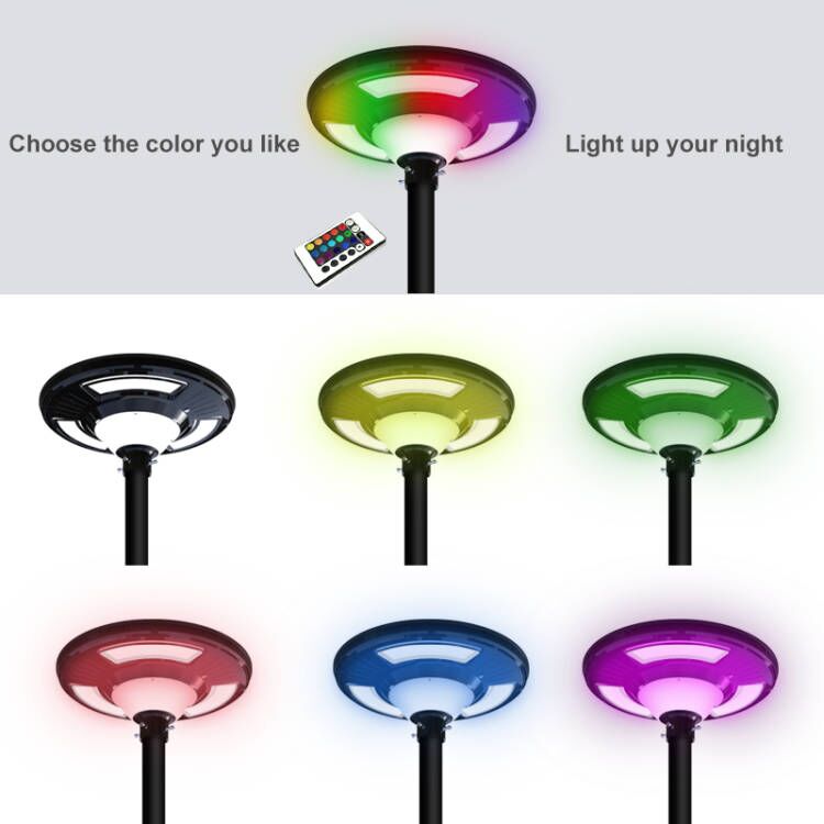 UFO Solar Garden Light Decorative Pole Street Light With Remote Control 3 Years warranty pillar light