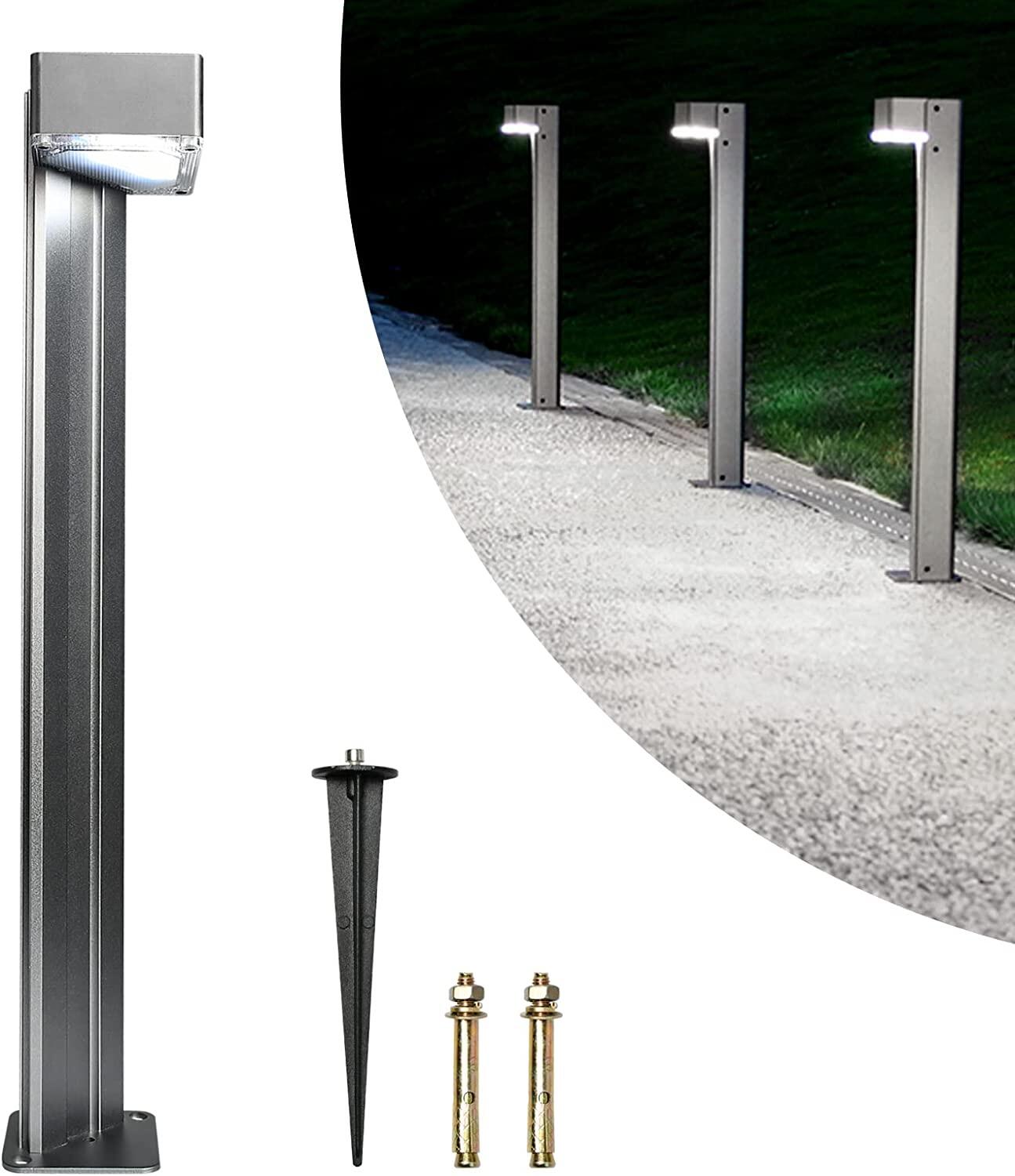 Solar Garden Lights Led Solar Bollard Lights Aluminum Alloy Design Pillar Column Lamps with Long Lighting Time 6000k