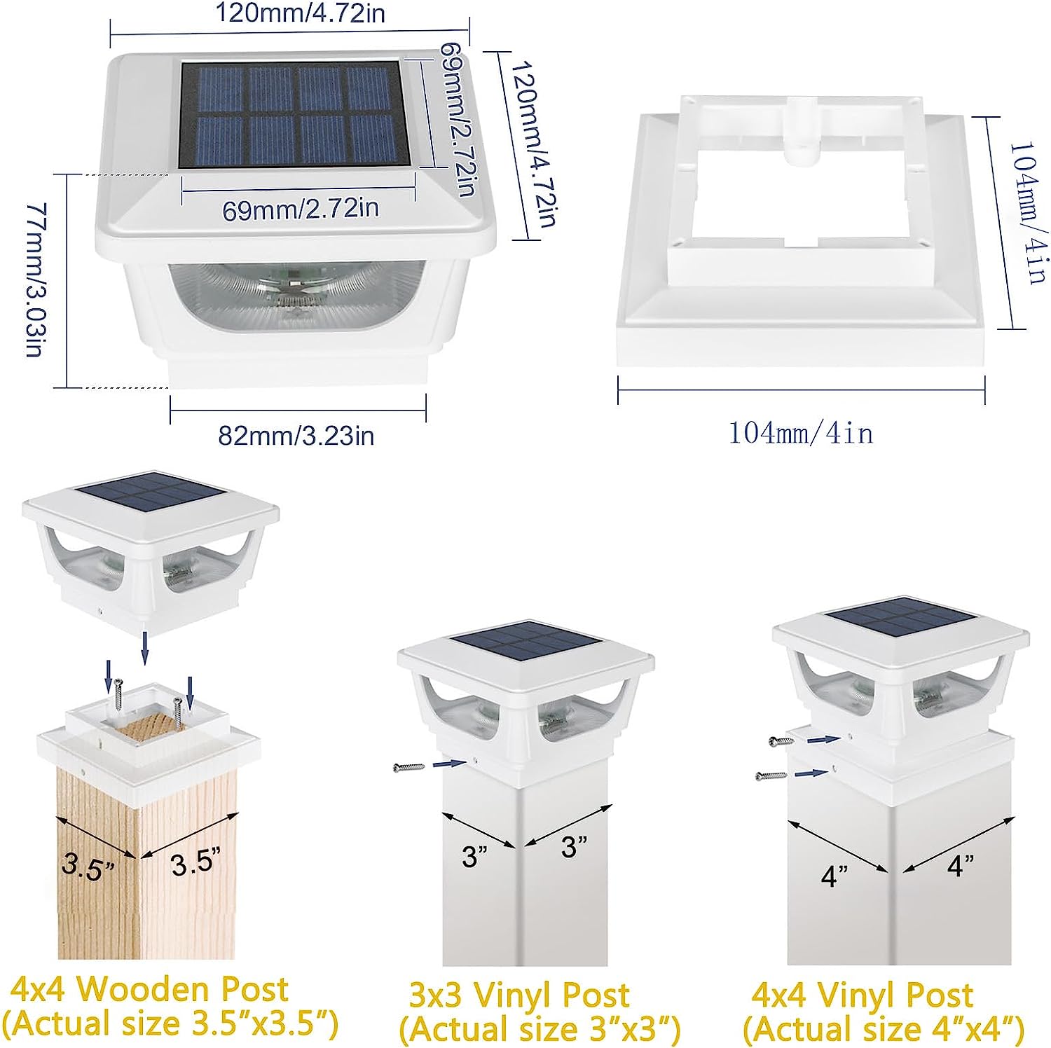 Solar Post Cap Led Garden Light 3000K/6000K Landscape Lighting Outdoor Decoration Courtyard Fence Sign Marker Light