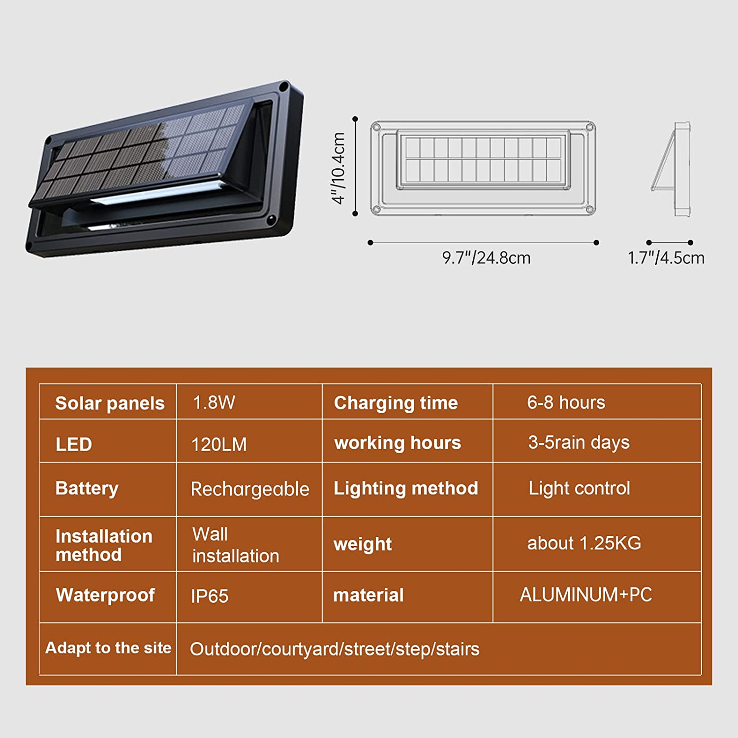 Aluminum solar step light