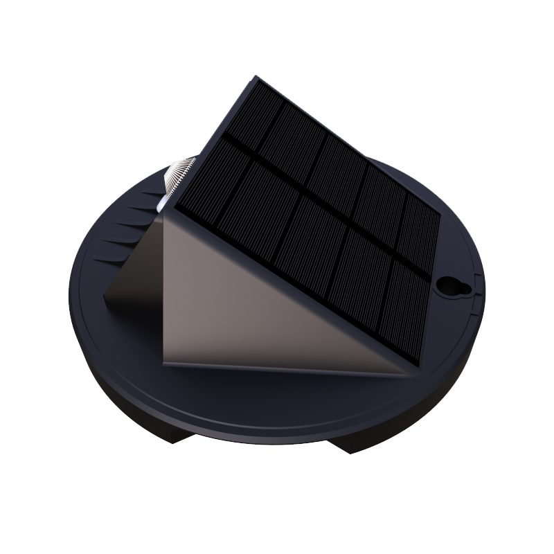 EVIEKO EV-WL-109 solar motion wall light – side view with tilted solar panel