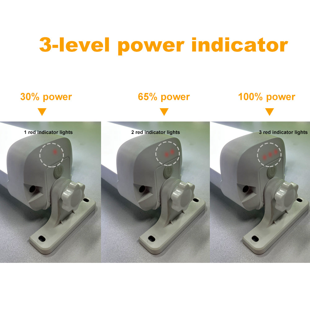 EVIEKO solar batten light – 3-level battery power indicator