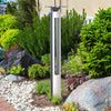 1 m aluminium solar bollard in a rock garden