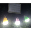 Solar lighting kit with three hanging LED bulbs and a small solar panel