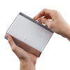 Solar motion sensor wall light with 53 LEDs mounted beside a door