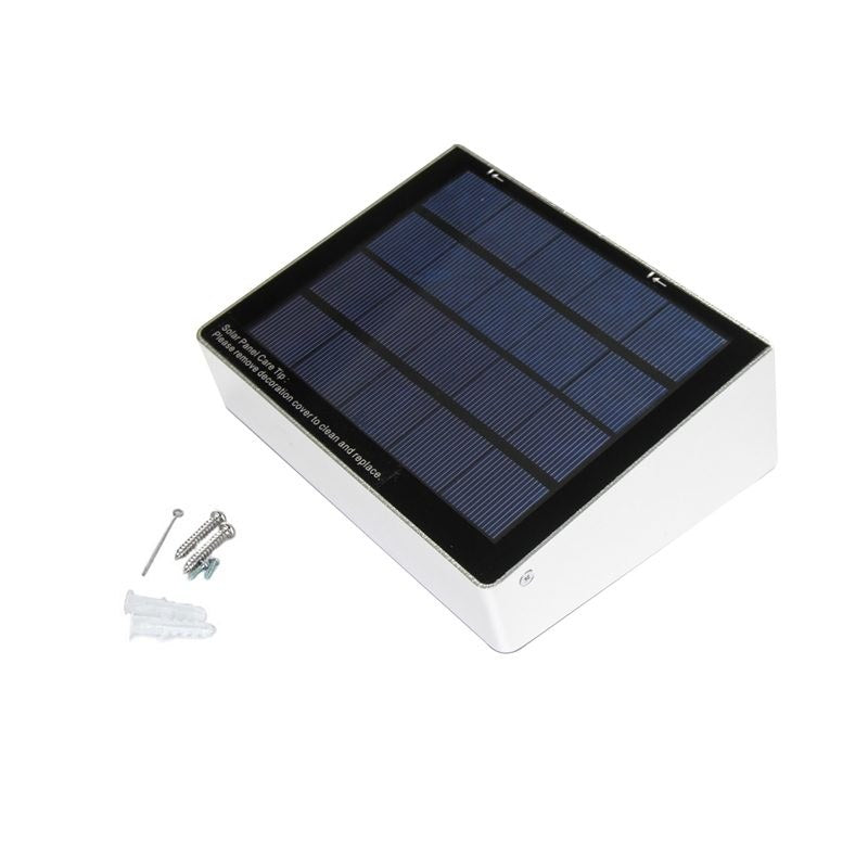 Solar motion sensor wall light with 53 LEDs mounted beside a door