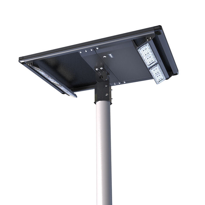 EVIEKO EV-SL-117 Double-Sided Solar Parking Lot Light – one LED head at each end, on pole