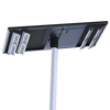 Double-sided solar parking lot light with two adjustable LED heads at each end