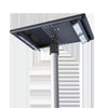 Double-sided solar parking lot light with four LED panels on a pole