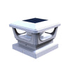 Solar post cap light on a timber fence post