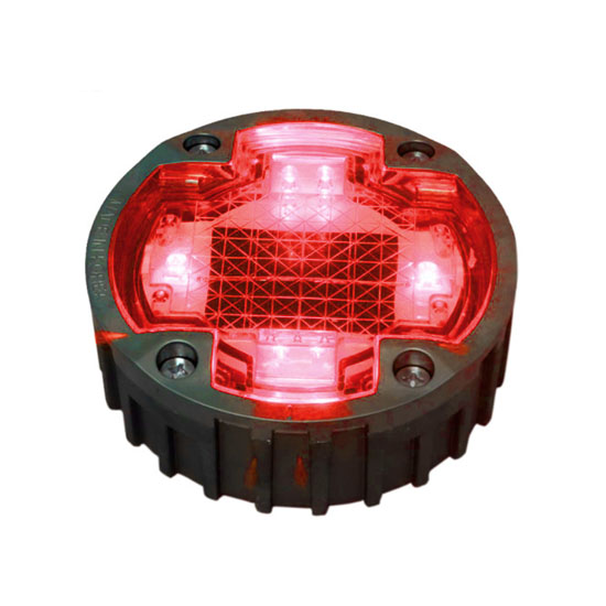 EVIEKO heavy-duty solar road stud – red LEDs lit