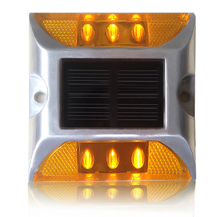 EVIEKO square aluminium solar road stud – amber LEDs lit