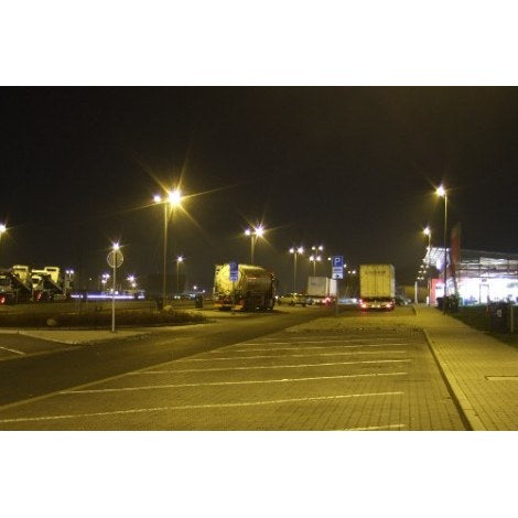 Split solar street lighting – car park at night (example application)
