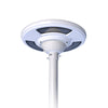 White UFO landscape plaza light with colour ring on pole