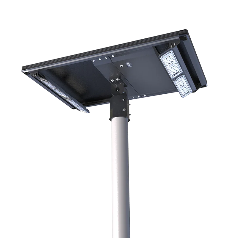 Dual lamp head Street Light 100W 150W Solar Powered Led Chips 210LM/W Parking Lot road lighting