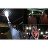 Solar lighting kit with three hanging LED bulbs and a small solar panel
