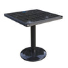 Solar charging coffee table with built-in panel and RGB lighting on a patio